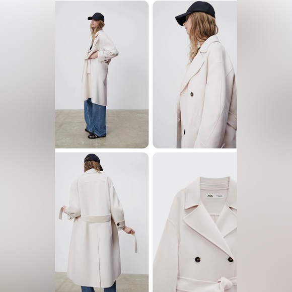Zara Winter White Wool Coat - Picture 3 of 10